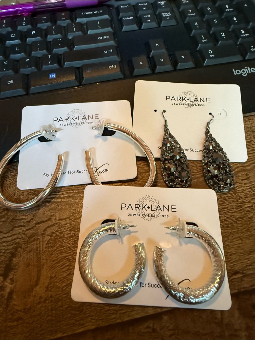 Set of 3 Park Lane Silver Earrings new on cards